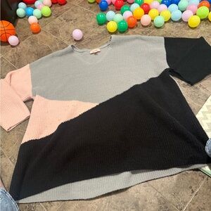 🍔Colorblock sweater  - Gray, Pink, and Black
